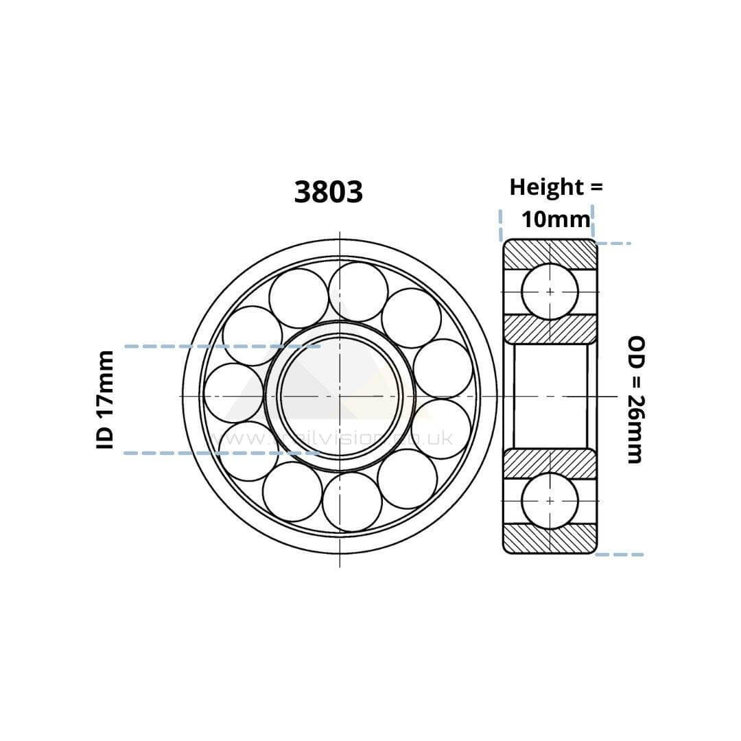 3803 MAX 17mm x 26mm x 10mm - Trailvision - Mountain & Road Bike Bearings- Blueseal Bike Bearings™