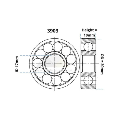 3903 MAX 17mm x 30mm x 10mm - Trailvision - Mountain & Road Bike Bearings- JNK
