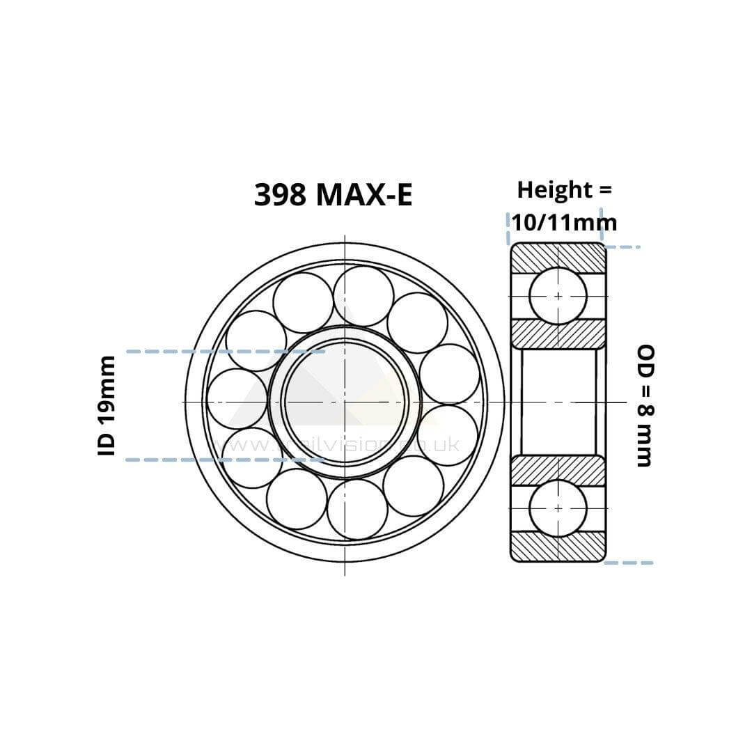 398 LLU MAX-E 8mm x 19mm x 10/11mm - Trailvision - Mountain & Road Bike Bearings- TPX