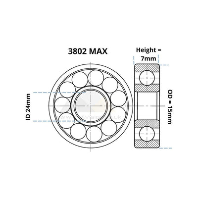 3802 MAX 15mm x 24mm x 7mm - Trailvision - Mountain & Road Bike Bearings- Trailvision