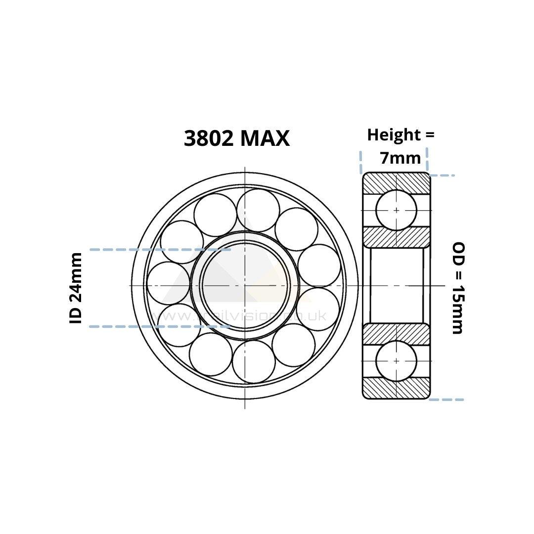 3802 MAX 15mm x 24mm x 7mm - Trailvision - Mountain & Road Bike Bearings- Trailvision