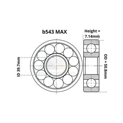 B543 MAX 39.7 x 50.8 x 7.14mm - Trailvision - Mountain & Road Bike Bearings- Blueseal Bike Bearings™
